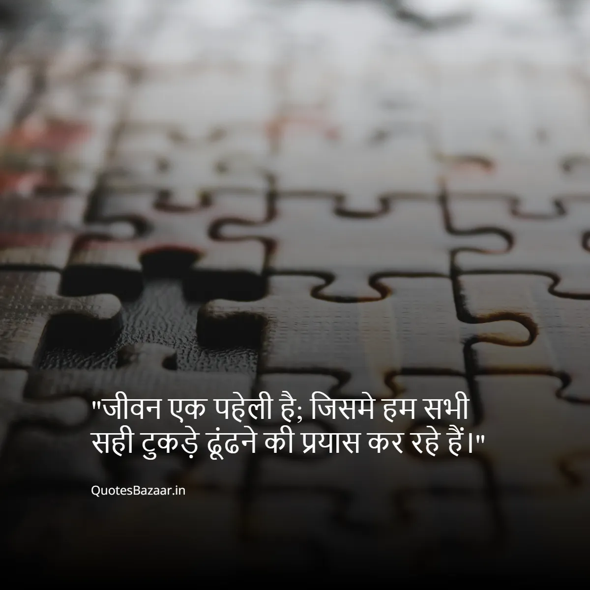 जीवन एक पहेली है;
जिसमे हम सभी सही टुकड़े ढूंढने की प्रयास कर रहे हैं।