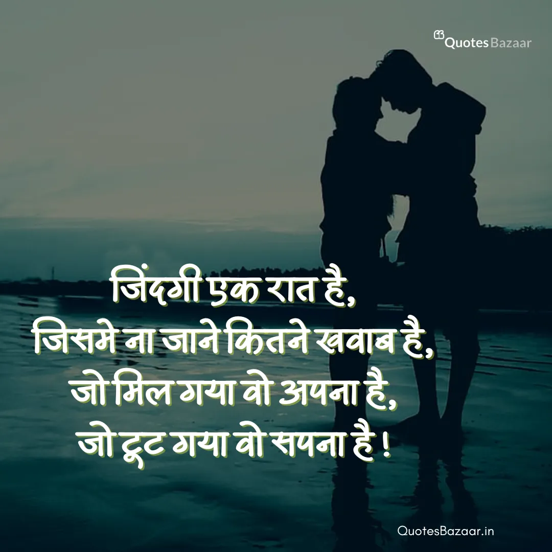 जिंदगी एक रात है, जिसमे ना जाने कितने खवाब है, जो मिल गया वो अपना है, जो टूट गया वो सपना है ! Good Night